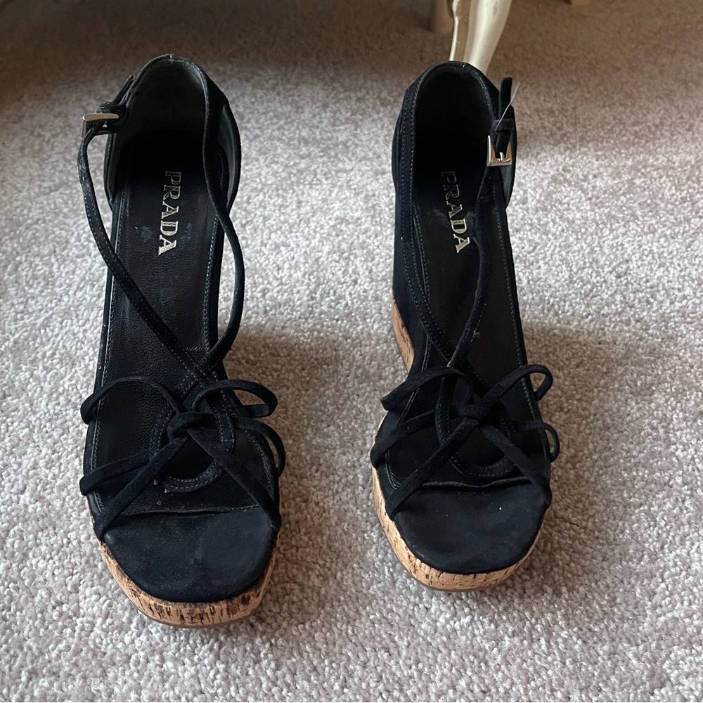Prada black wedges